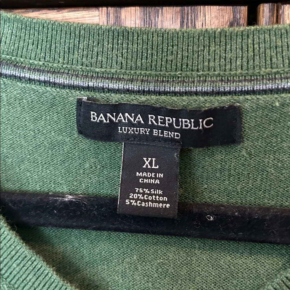 Banana Republic Luxury Blend‎ Silk Cashmere Sweater V-Neck Green Men’s XL